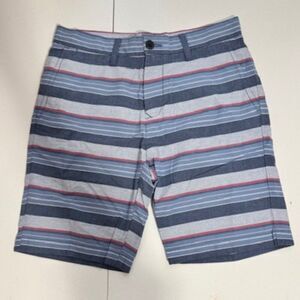 USED Men's Tommy Hilfiger Flat Front Shorts Color Blue and Pink Size 29
